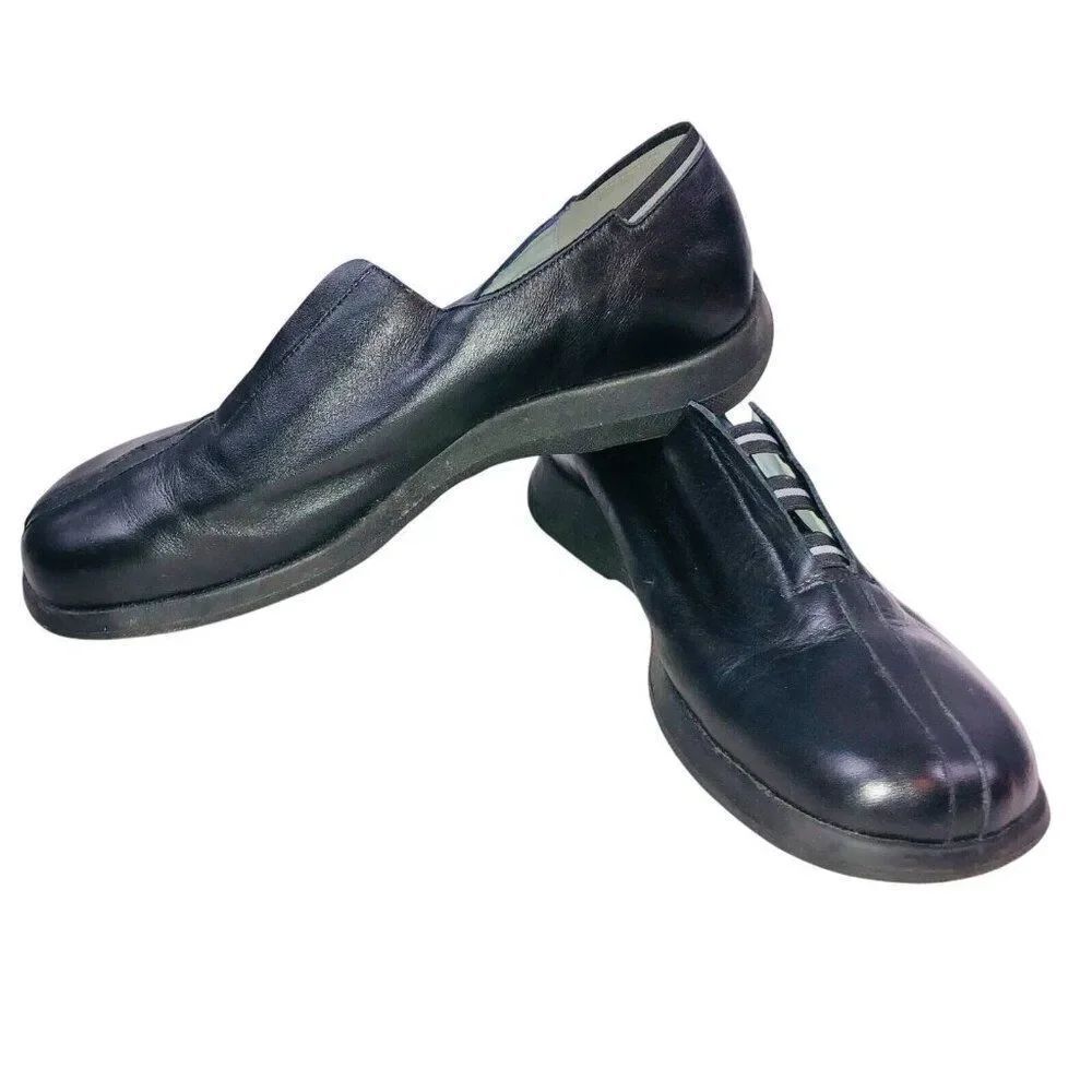 Aerosoles Womens 9.5 Shoes Black Slip On Casual Rubber Leather Stretch